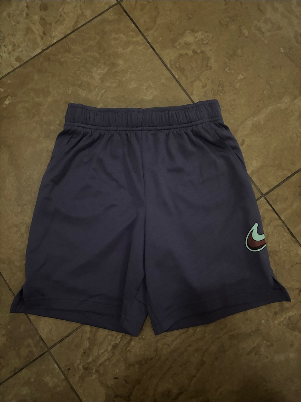 Nike Dri-Fit Purple shorts with mint-accent Swoosh